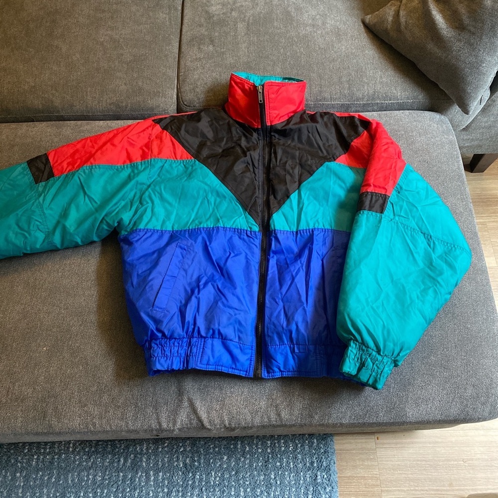 Vintage color block 90s puffer jacket